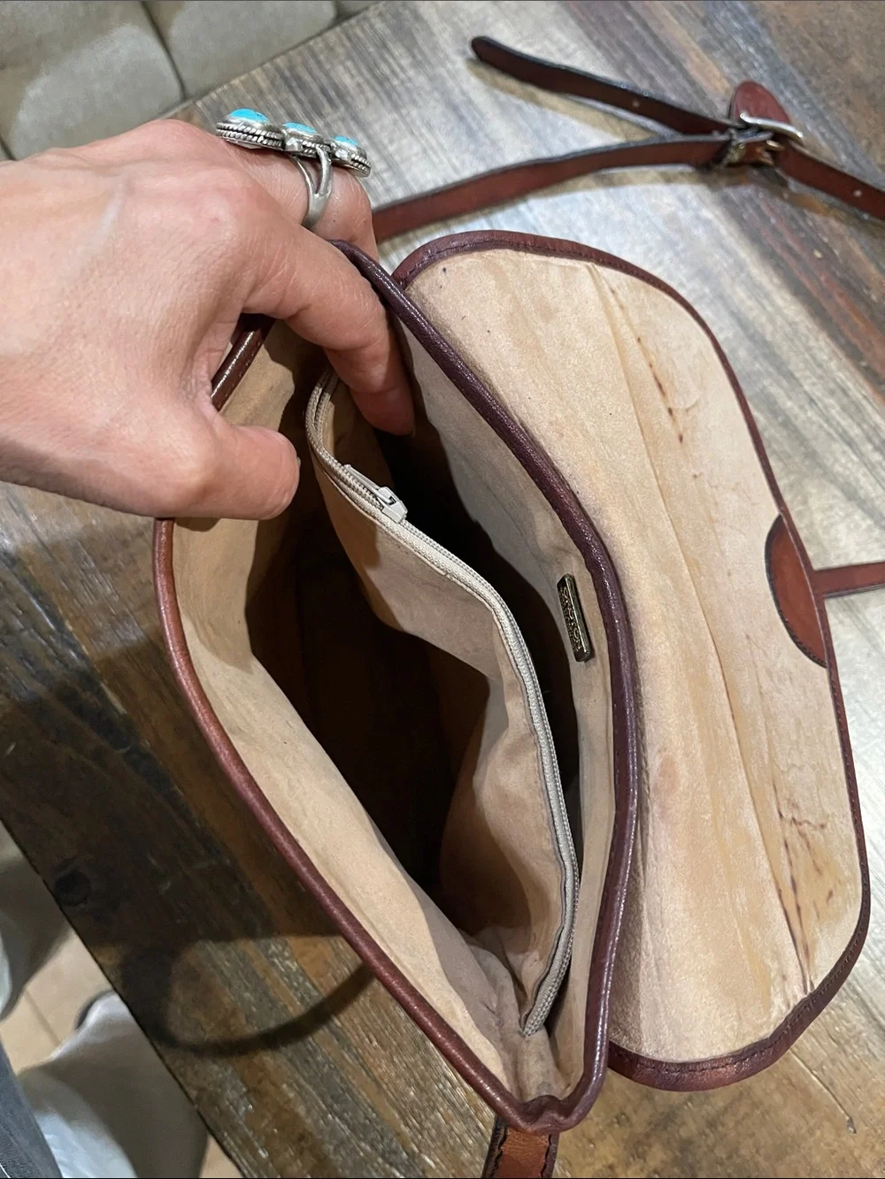 Oroton Leather Messenger Bag in Deep Brown
